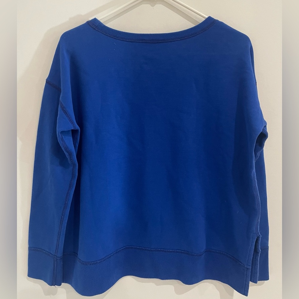 Polo Ralph Lauren Cyan Blue Crewneck Sweatshirt with Kangaroo Pocket Women’s XS - Picture 2 of 9